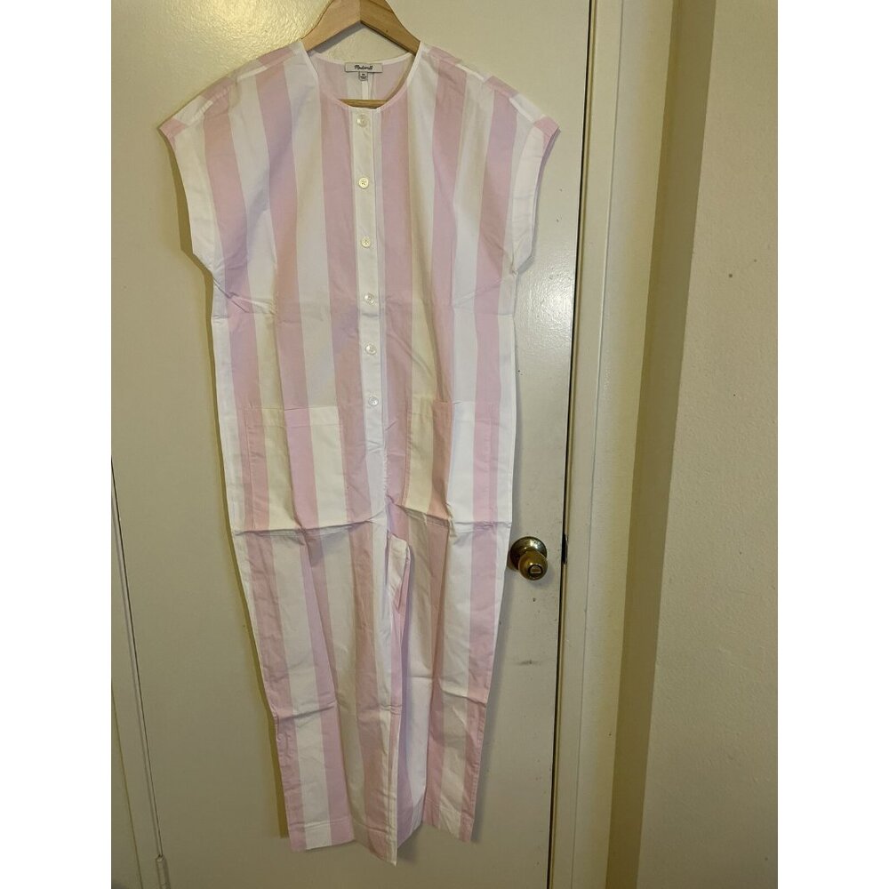Madewell Pink and White Striped Jumpsuit